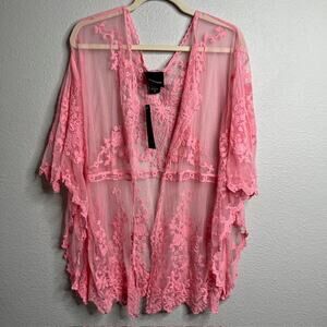 Liv Los Angeles New Peach Lace Swimsuit Cover Size Medium